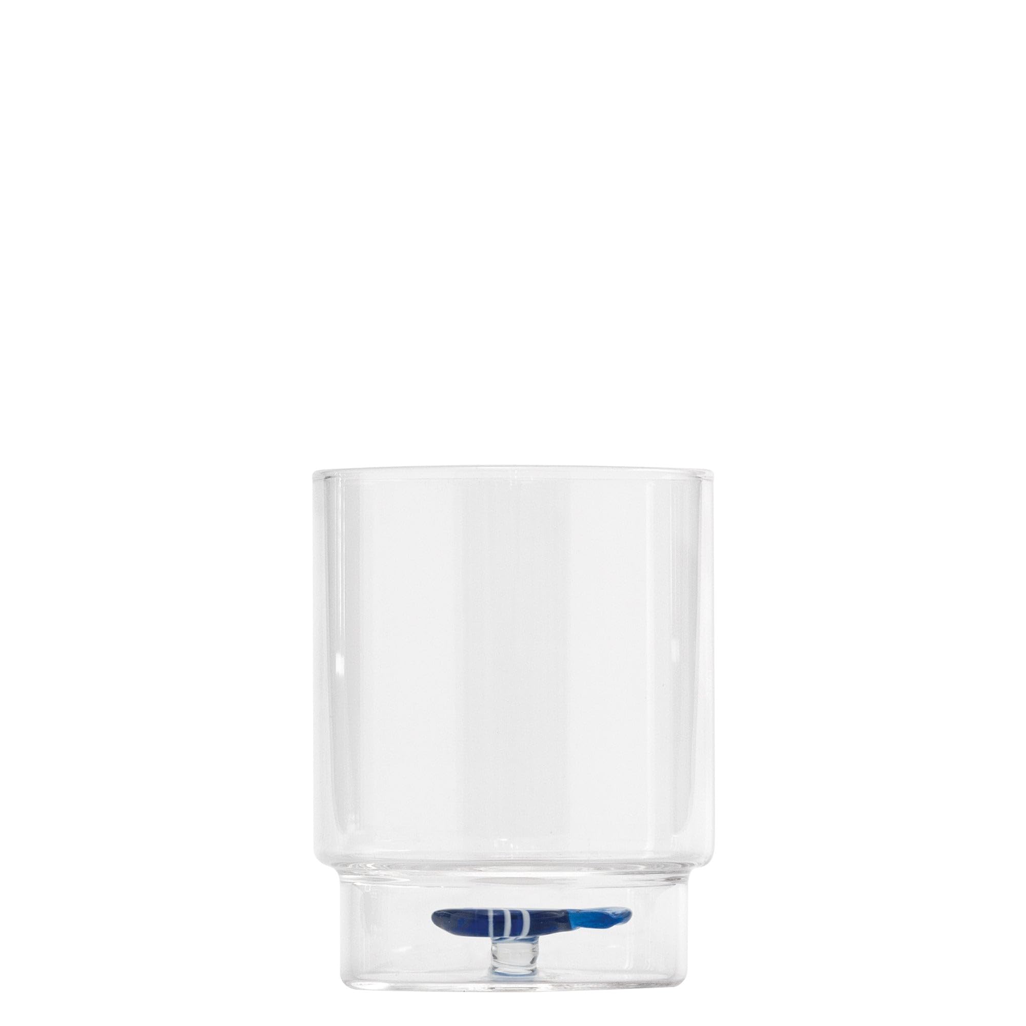 Zafferano Set di 6 bicchieri Tumbler Teca Mare con motivo pesce a globo in vetro borosilicato artigianale trasparente, design impilabile ed ergonomico