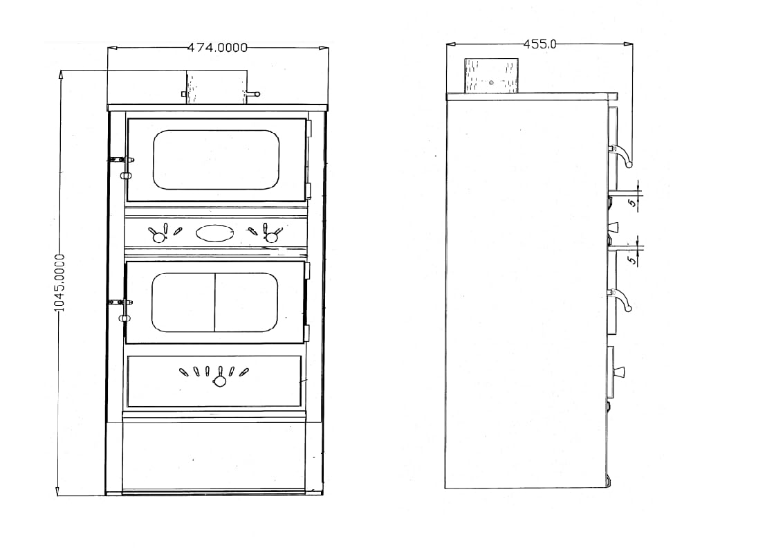 Stufa a Legna e Carbone con Forno in Acciaio 11-14KW Ischia Con Termometro e Regolazione Aria Primaria e Secondaria