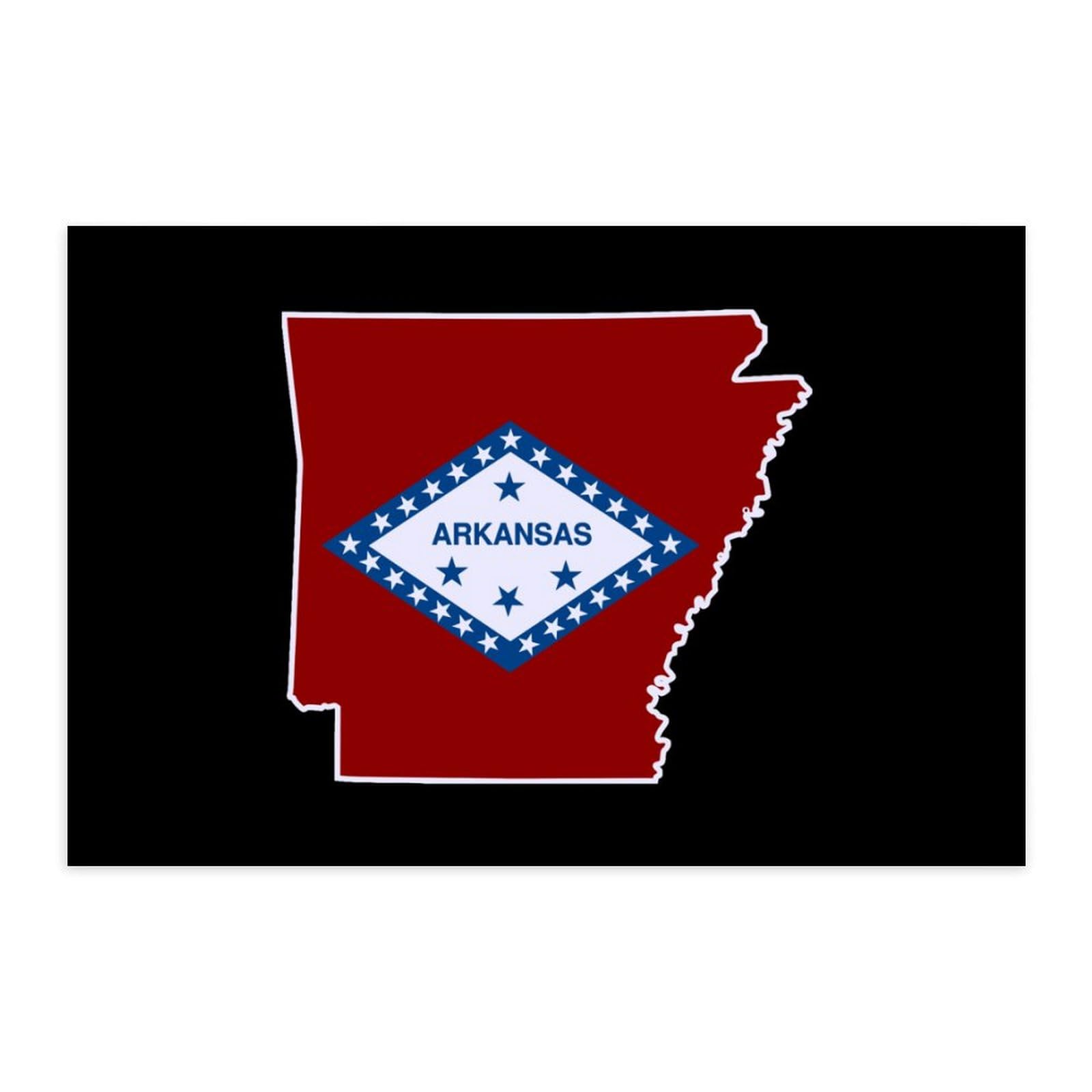 Arkansas State Flag Map Fashion Poster Letters Self Adhesive Wall Art Prints Durable and Waterproof Home Decor 40 * 60?cm?