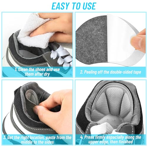 Image of Heel Cushions for Shoes, 12Pcs Mesh Self-Adhesive Back of Heel Cushion Inserts, Reusable Gray Shoe Heel Pad for Women Men Shoes Too Big