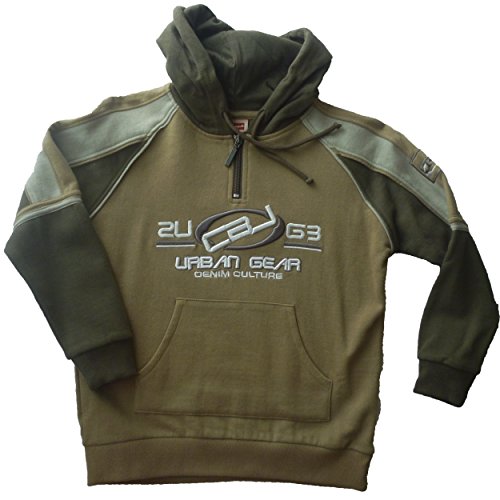 Sweat à capuche garçon marron vert 8 ans chaud et robuste