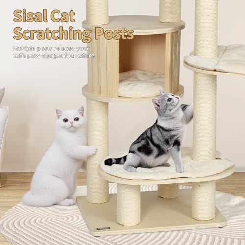 Árbol para gato de madera KAMABOKO 69 pulgadas miniatura 5