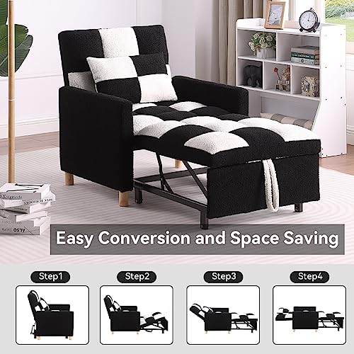 Sillón Convertible Plegable Negro y Blanco miniatura 4