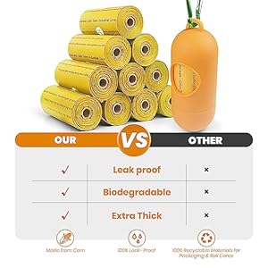 Poop Bags for Dogs1050 Counts 70 Rolls with a Free Dispensers Biodegradable Poop Bags Made of Cornstarch Size 9×13 Inch Extra Thick Strong and 100 Leak Proof yellow  Cucciolini Doodles Poop bags for dogs 1050 counts 70 rolls with a free dispensers biodegradable poop bags made of cornstarch size 9×13 inch extra thick strong and 100 leak proof yellow   cucciolini doodles