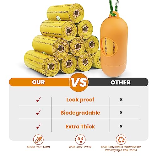 Poop Bags for Dogs1050 Counts 70 Rolls with a Free Dispensers Biodegradable Poop Bags Made of Cornstarch Size 9×13 Inch Extra Thick Strong and 100 Leak Proof yellow  Cucciolini Doodles Poop bags for dogs 1050 counts 70 rolls with a free dispensers biodegradable poop bags made of cornstarch size 9×13 inch extra thick strong and 100 leak proof yellow   cucciolini doodles