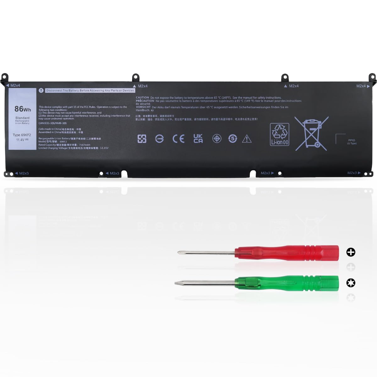 69KF2 Batterie pour Dell XPS 15 9500 9510 9520 G15 5510 G15 5511 5520 G7 7500 Precision 5550 5560 5570 Inspiron 7510 7610 7620 7630 Alienware M15 M15 R3 R4 R5 R6 R7 M16 R1 M17 R3 R4 M16 R1