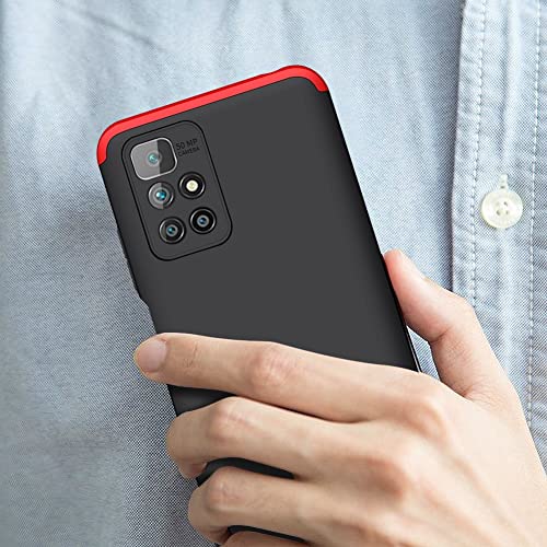 Image of Designerz Hub Redmi Note 11T 5G / Poco M4 Pro 5G Cover Case Ull Body 3 in 1 Slim Fit Complete 3D 360 Degree Protection Hybrid Hard Bumper Back Case Cover Black & Red