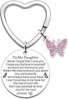 SDOFY Daughter Gifts Daughter Keyring Cute Butterfly Daughter Gifts from Mum Inspirational Birthday Christmas Graduation Gifts for Daughter