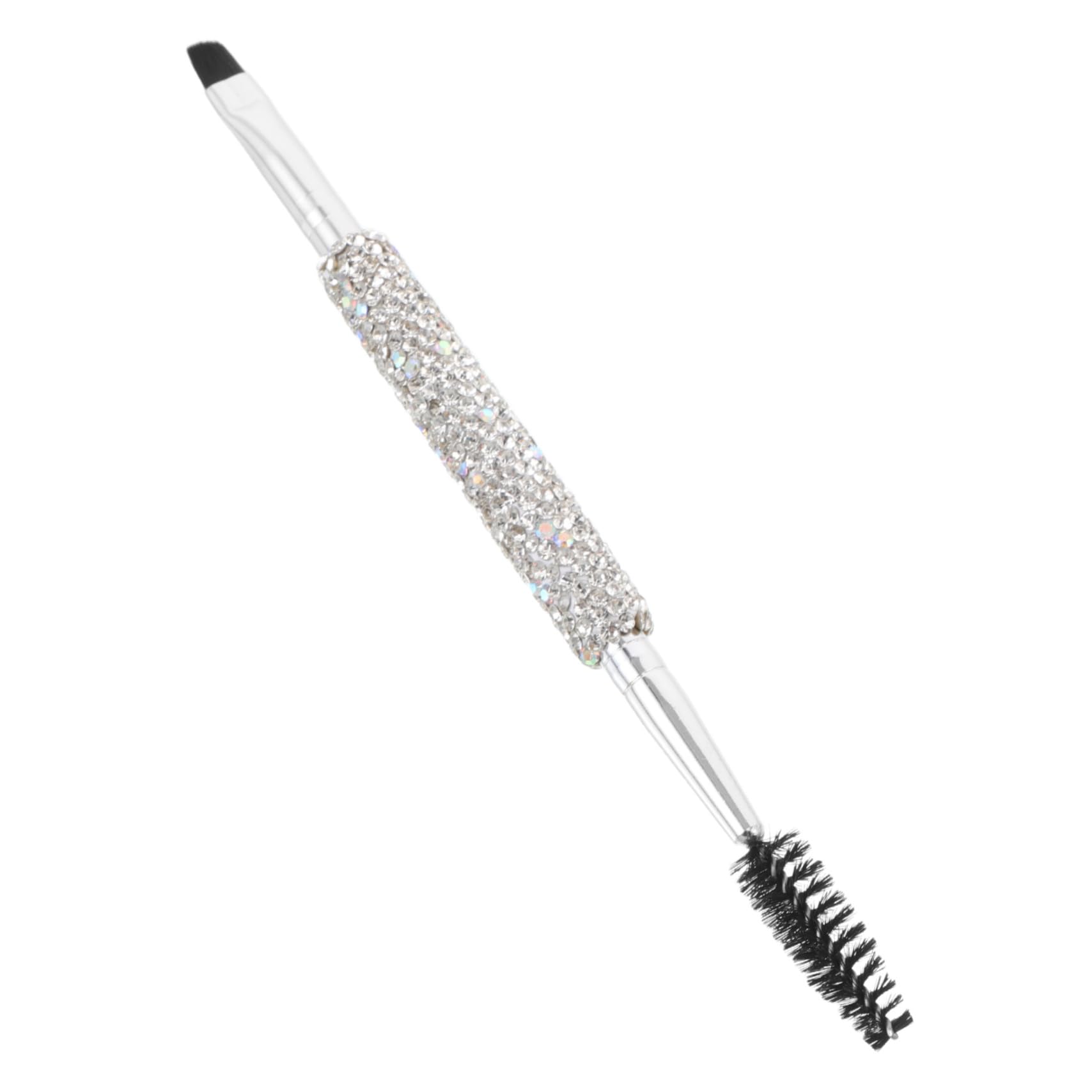 Mikinona Double-ended Eyebrow Brush: Angled Flat Head with Rhinestone Multi-function Makeup Tool for Eyebrow Shaping and Eyelash Combing