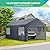 VerisShade 10x20 FT Heavy Duty Carport, Portable Garage with Sidewalls, Roll-up Windows, Carports 10x20 Heavy Duty for Car Boat Truck Motorcycle (Gray)