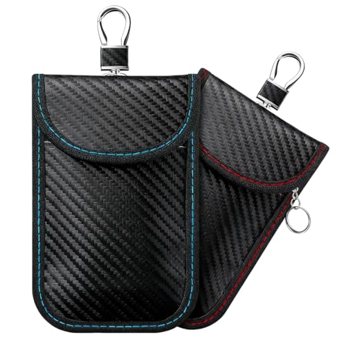 Bolsa Foradoy para Llaves de Coche, 2 piezas, Negro bloqueadora de Llave de Coche, Funda de Seguridad Bloqueo, Protección Antirrobo, para Blindaje Senal Proteger Privacidad, sin llave