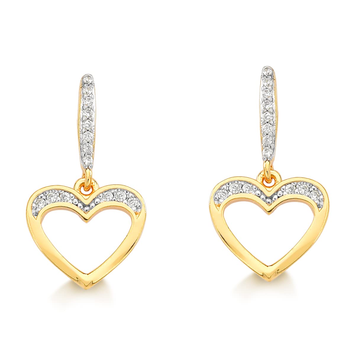 Heart earring set zirconia with gold plated, Yellow Gold, No Gemstone