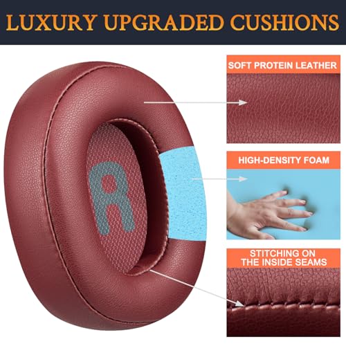 Image of SOULWIT Earpads Replacement for JBL Tune 700BT, 710BT, 720BT, 750BTNC, 760NC, 770NC Wireless Over-Ear Headphones, Ear Pads Cushions with Soft Protein Leather and High-Density Foam - Burgundy