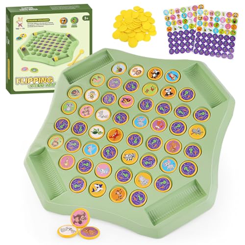 Flip Chess Memory, Juego de Ajedrez Flip, Frutas Memory Ajedrez, Juego de Mesa de Ajedrez de Plástico, Juegos de Memoria Rápido y Portátil para Familia y Amigos