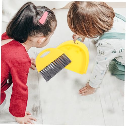 Warmhm Mini Kehrschaufel und Besen Set Klein Kompakt Detailreiche Reinigung für Haushalt Auto Büro Haustier Geeignet Robust Gelb – Bild 5