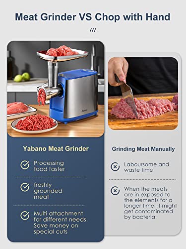 Image of Electric Meat Grinder, Heavy Duty Meat Mincer, Sausage Stuffer Maker, Food Grinder with Sausage & Kubbe Kit, 2 Grinder Plates, Stainless Steel (Blue)