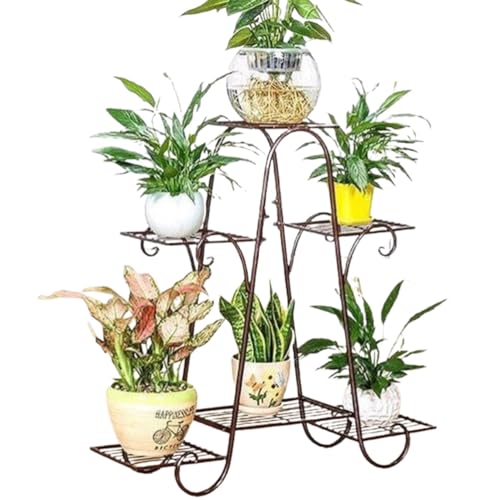 Image of Multi 6-Tier Tall Metal Plant Shelf Stand Iron Flower Pot Holder for Indoor Outdoor Balcony Terrace and Court Yard