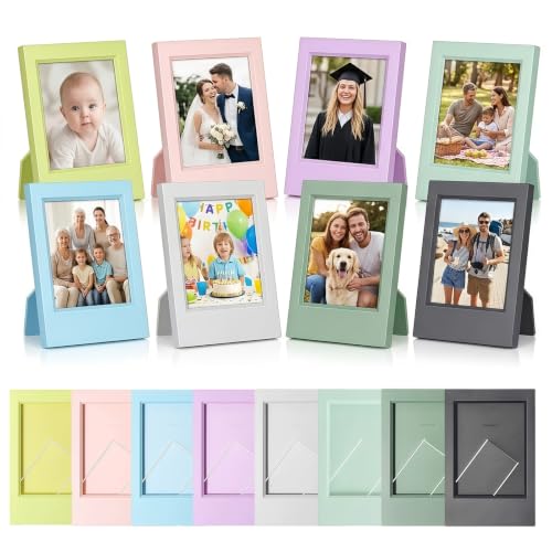 8 Stück Mini Bilderrahmen Klein 9 2×6 1cm Kleine Bilderrahmen für Polaroid Bunte Fotorahmen Kompatibel mit Fujifilm Instax Mini 3 Zoll Tischpräsentation Bbilderrahmen