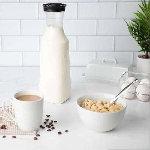 Miniatura 3 de EcoQuality Jarra de agua de plástico transparente de 54 onzas con tapa superior abatible negra botella de contenedor de bebidas de jugo de base