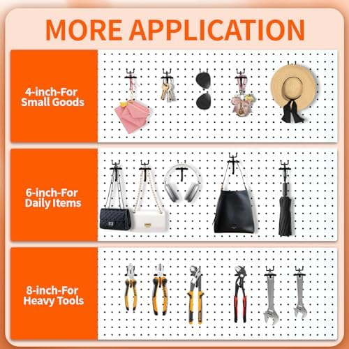 Suntree 50 Pcs 8 Inch Long Pegboard Hooks with Label Slot for 1/4" Pegboard, Extra Long Heavy Duty Hangers for Tools, Cables, Bulk Storage – Garage & Shop Organization - 3