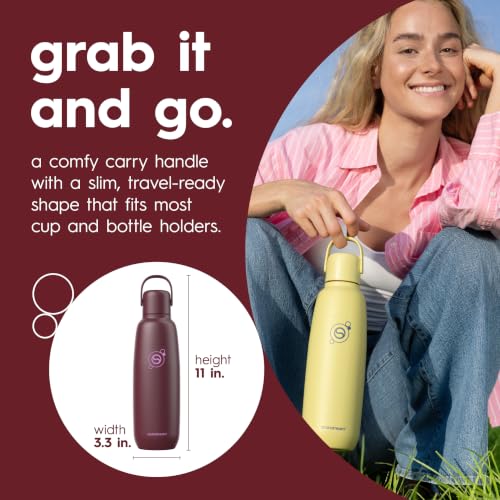 Image of sodastream Fizz & Go Cool, Stainless Steel Carbonated Water Bottle 0.9L, Insulated Metal Bottle for Sparkling Water, Compatible with TERRA, ART, ENSO & More in Pomegranate