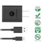 Motorola TurboPower 18 QC3.0 Charger with 3.3 Foot USB-A to USB-C Cable for Moto G Power/Stylus/Fast,G6,G6 Plus,G7 Power/Supra/Optimo Maxx, Z2,Z3,Z4,X4, Motorola One 5G, Edge/Edge+