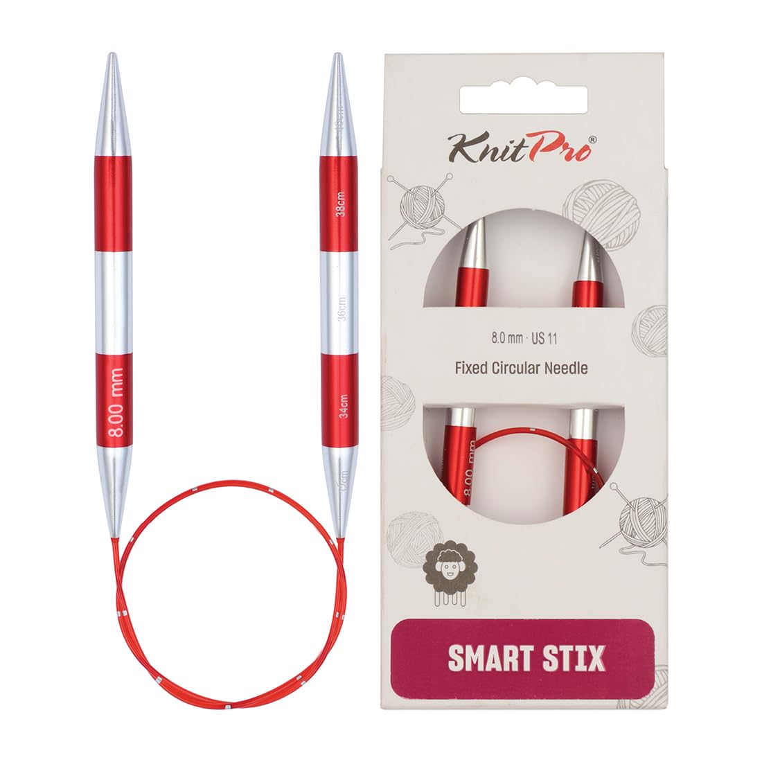KnitPro Smartstix Fixed Circular Needles 16" (40cm) | 8.00mm