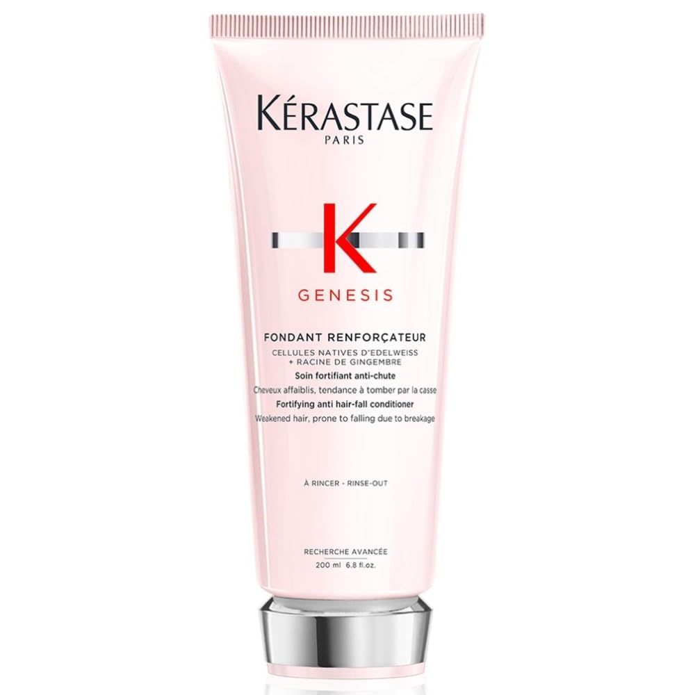 KÉRASTASEGenesis, Moisturising and Hydrating Conditioner, For Hair Loss and Weakened Hair, Edelweiss Native Cells, Ginger Root and Aquaxyl, Fondant Reinforcateur, 200 ml