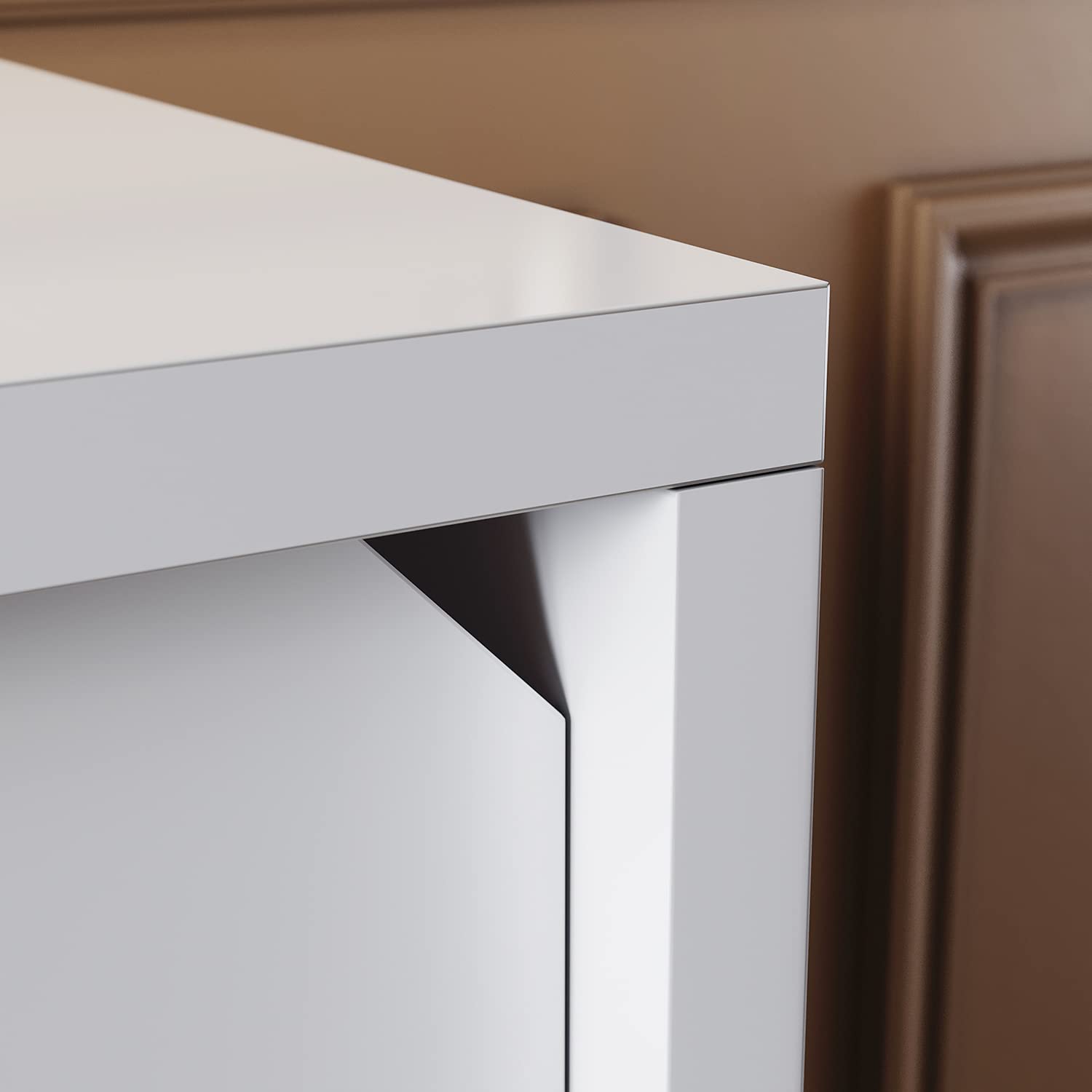 SONNI Chest of drawers white high gloss with LED lighting