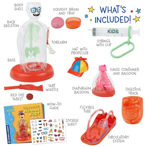 Image of Wow in The World The Amazing Human Body Kit by Thames & Kosmos, Interactive Mechanical Anatomy Model w /Pumping Heart, Lungs, Digestive Tract, Glow-in-The-Dark Bones, Brain & More, Science for Ages 4+
