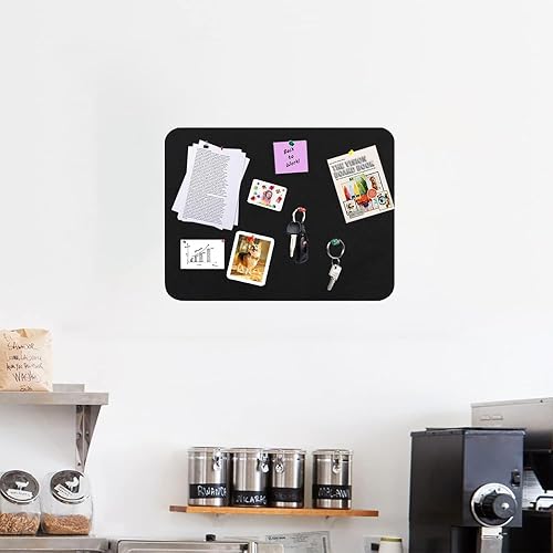 Miniatura 6 de Vuzvuv Barra de corcho negro de 16 x 12 pulgadas con 20 pasadores, tiras autoadhesivas para tablón de anuncios que no dañan la pared, tablero
