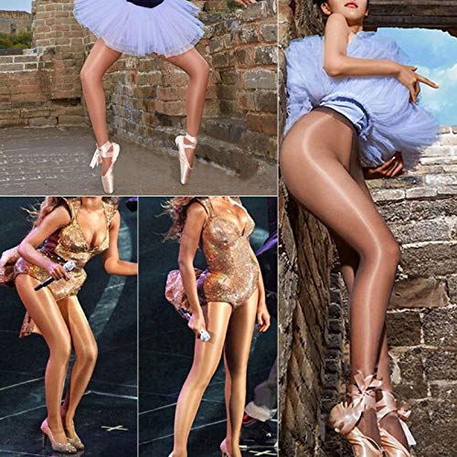 Medias sexys para Mujer, Tallas Grandes, Medias elásticas, Aceite Sexy, Brillo Brillante, Pantimedias, Hilos, Medias Marrones Brillantes, Danza, Fitness, Manguera Opaca (DA)