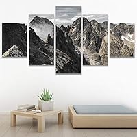 SIGNWIN 5 Panel Canvas Wall Art Mountainscape for Home Decorations Ready to Hang - 60