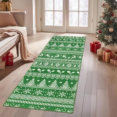 Cekene Christmas Non-Slip Hallway Runner Cover
