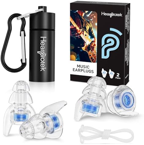 Hearprotek Concert Ear Plugs, 2Pairs Reusable high Fidelity Music...