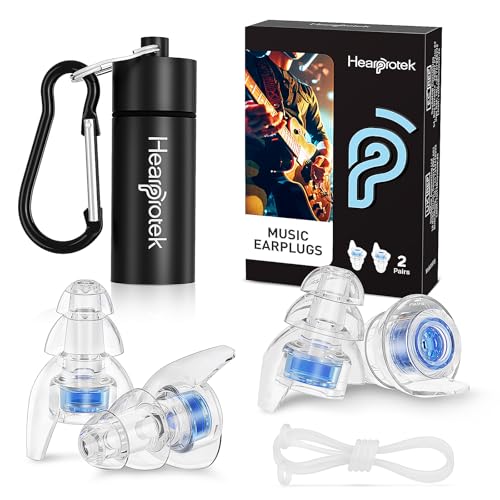Hearprotek Concert Ear Plugs, 2Pairs Reusable high Fidelity Musician Ear Plugs for Concerts Loud...