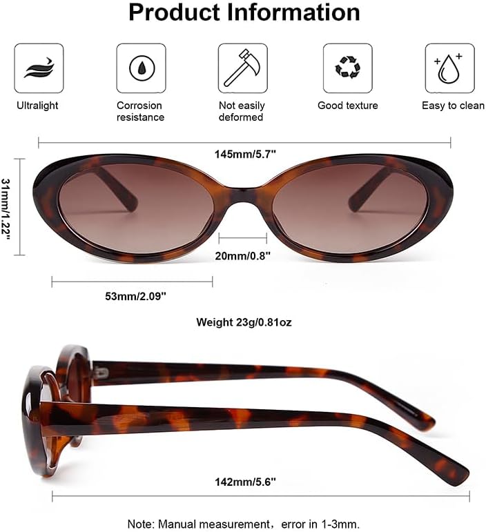 90s Sunglasses for Women Men Retro Small Oval Sunglasses - Image 6