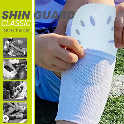 Image of GISCO Premium Soccer Shin Guards for Youth & Adults | Lightweight Football Shin Pads | Protective Soccer Gear for Training & Matches (White, Large)