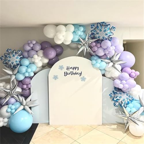 Image of Winter Wonderland Balloon Arch Garland Kit, Baby Blue Purple Balloons with Spike Star Snowflake Foil Balloons for Ice Wonderland Christmas Baby Shower Snow Princess Birthday Party Decorations Supplies