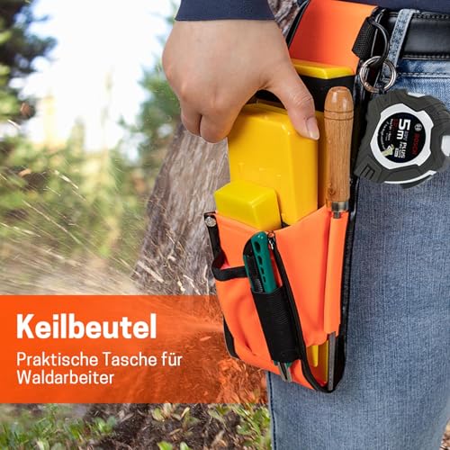 YARDMARIS Keiltasche Forst & Fällkeil Tasche – Robuste Holzfällertasche mit verstellbarem Gürtel für Alu- und Kunststoffkeile – Praktisches Forst Zubehör zum Fällen von Bäumen(Orange)