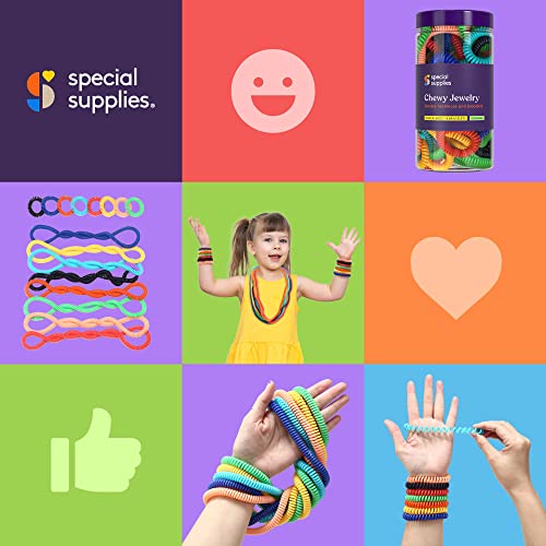 Special Supplies Chewy Jewelry Sensory Necklaces and Bracelets, 16 Pack, Soft and Flexible Silicone, Interactive Relief for Kids - Image 6