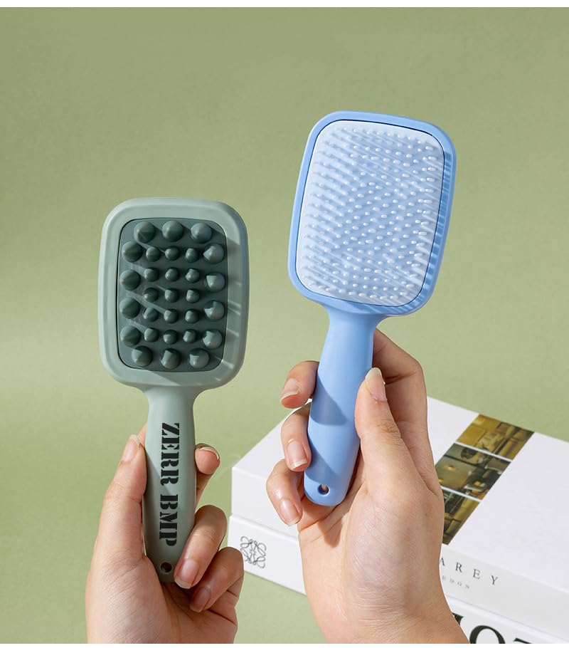 Peine de mango largo con masajeador de silicona doble miniatura 3