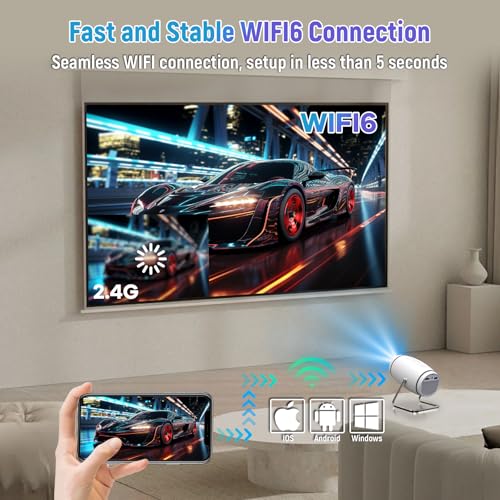 image for FEARWIKY Mini Projector, Projector with WiFi and Bluetooth, 4K 1080P S