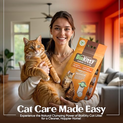 Image of BioKitty Clumping Cat Litter, Highly Absorbent Natural Mineral Bentonite Cat Sand Litter, Unscented Long Lasting Odour Control Cat Litter, Cat Litter Clumping, 10L (UNSCENTED)