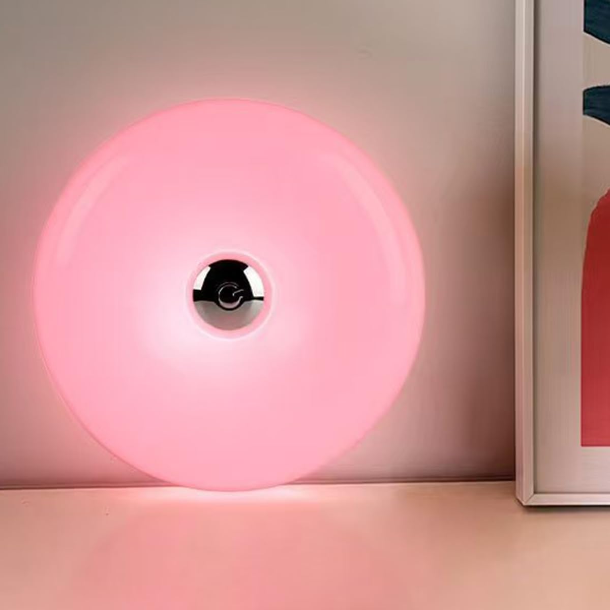 Lampada da Tavolo a LED Arancione a Forma di Ciambella, Ricaricabile, con Controllo Touch Wireless, dimmerabile, Ricaricabile Tramite USB, con Batteria da 2000 mAh, Moderna, rotond
