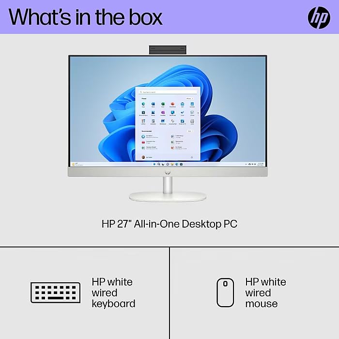 Image of HP All-in-One Desktop Conputer, Intel i5 1335u(Up to 4.6GHz), 27 inch FHD IPS Anti-Glare Display, Intel UHD Graphics, 32 GB DDR5 RAM, 2 TB SSD, Wired KB & Mouse, Windows 11 Pro, w /RH-Accessories
