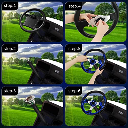 Qymopay 12.5 Inch Golf Cart Steering Wheel, Skid Steering Wheel, Universal Golf Cart For Club Car Ezgo Rxv And Txt, Yamaha, Precedent Tempo, Ds（5156Blue） #TOP3