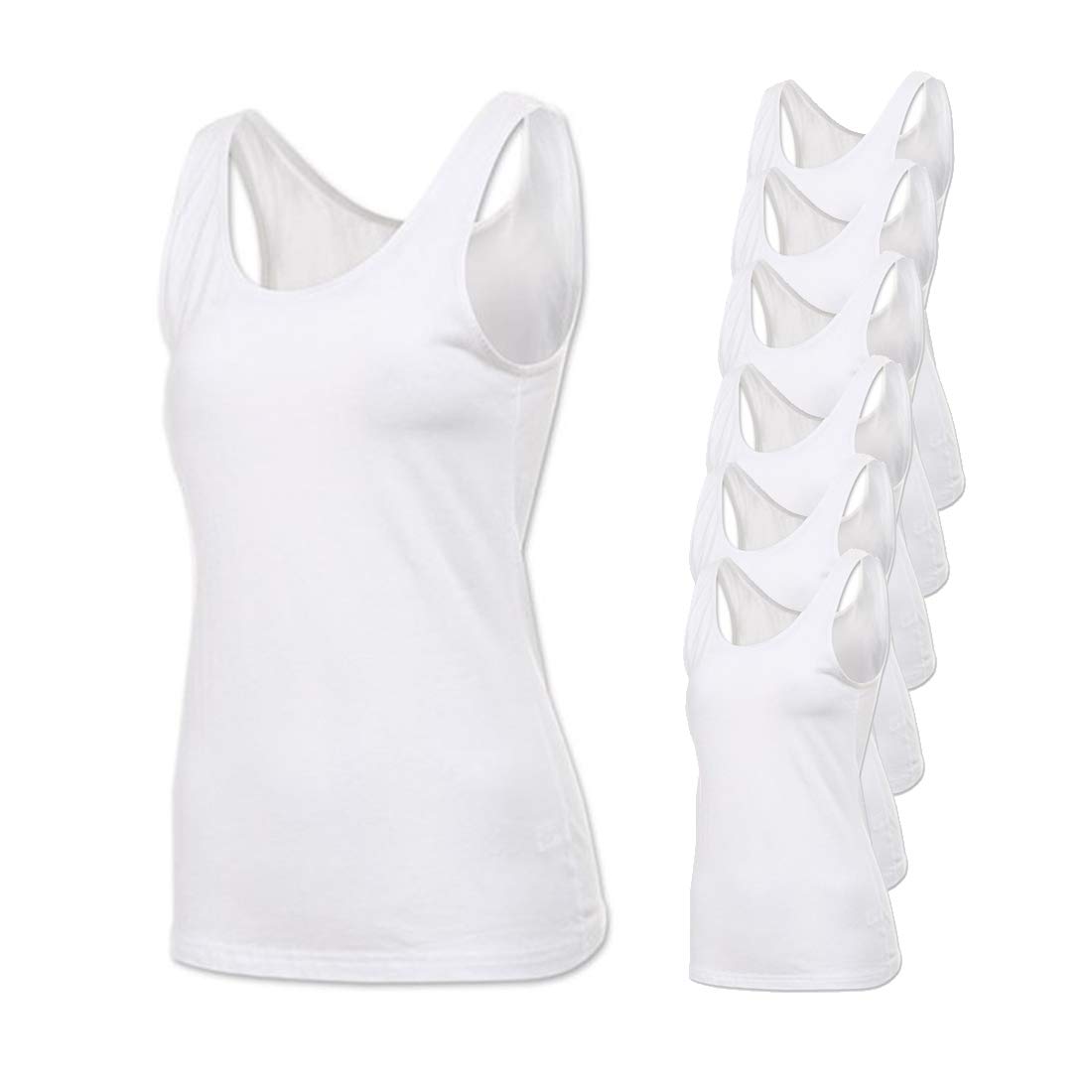 SBW TRY Women's Premium Basic Running Sleeveless Undershirts 100% Cotton Multi Pack