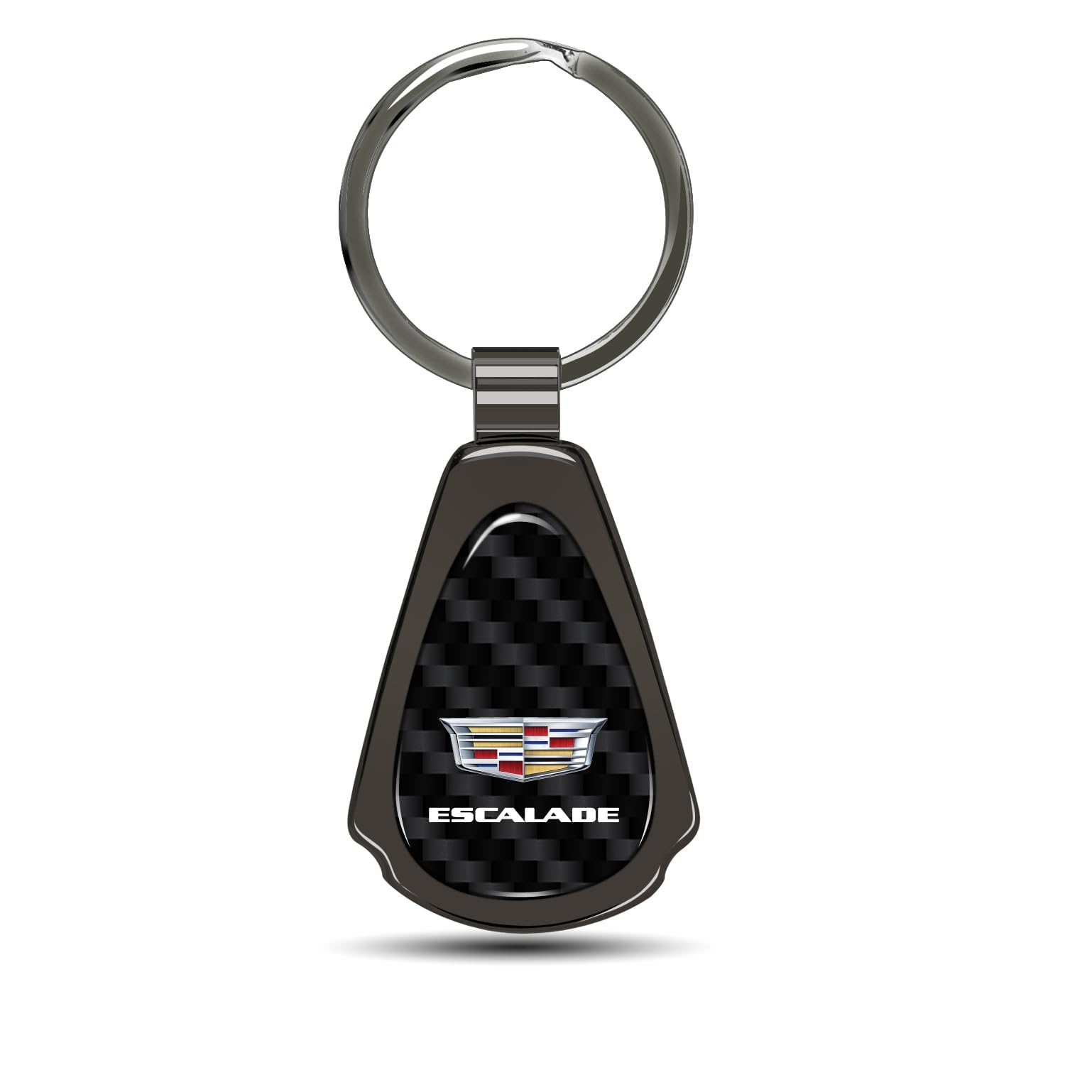 iPick Image for Cadillac Escalade Real Black Carbon Fiber Metal Teardrop Key Chain Keychain, Official Licensed