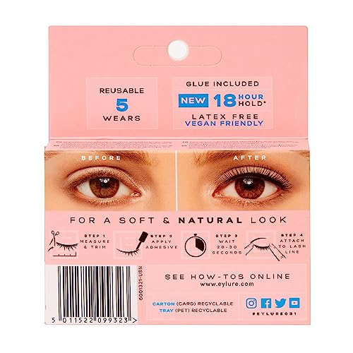 Eylure Naturals False Eyelashes, Style No. 031, Reusable, Adhesive Included, 1 Pair #TOP7